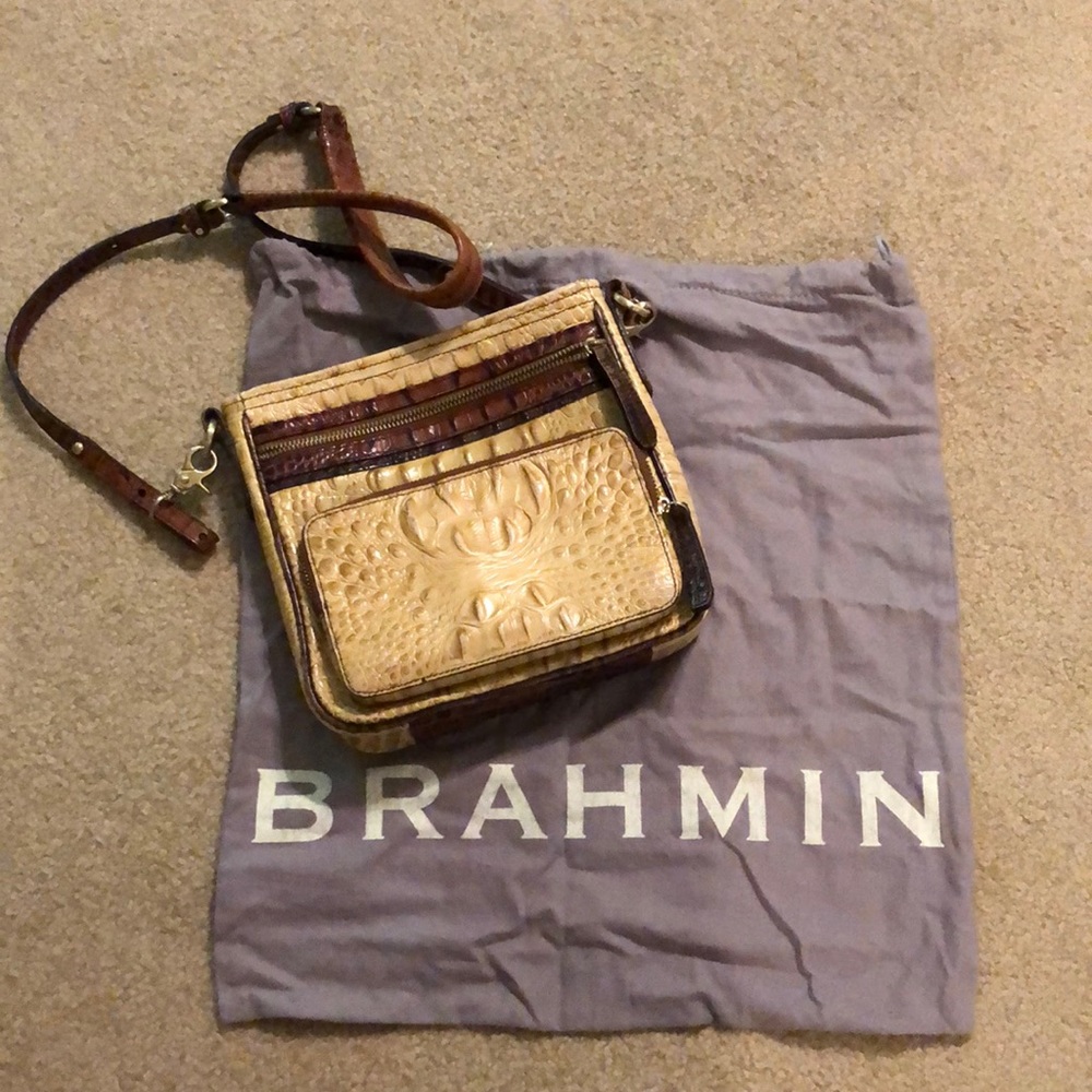Brahmin crossbody purse. Tan and brown.